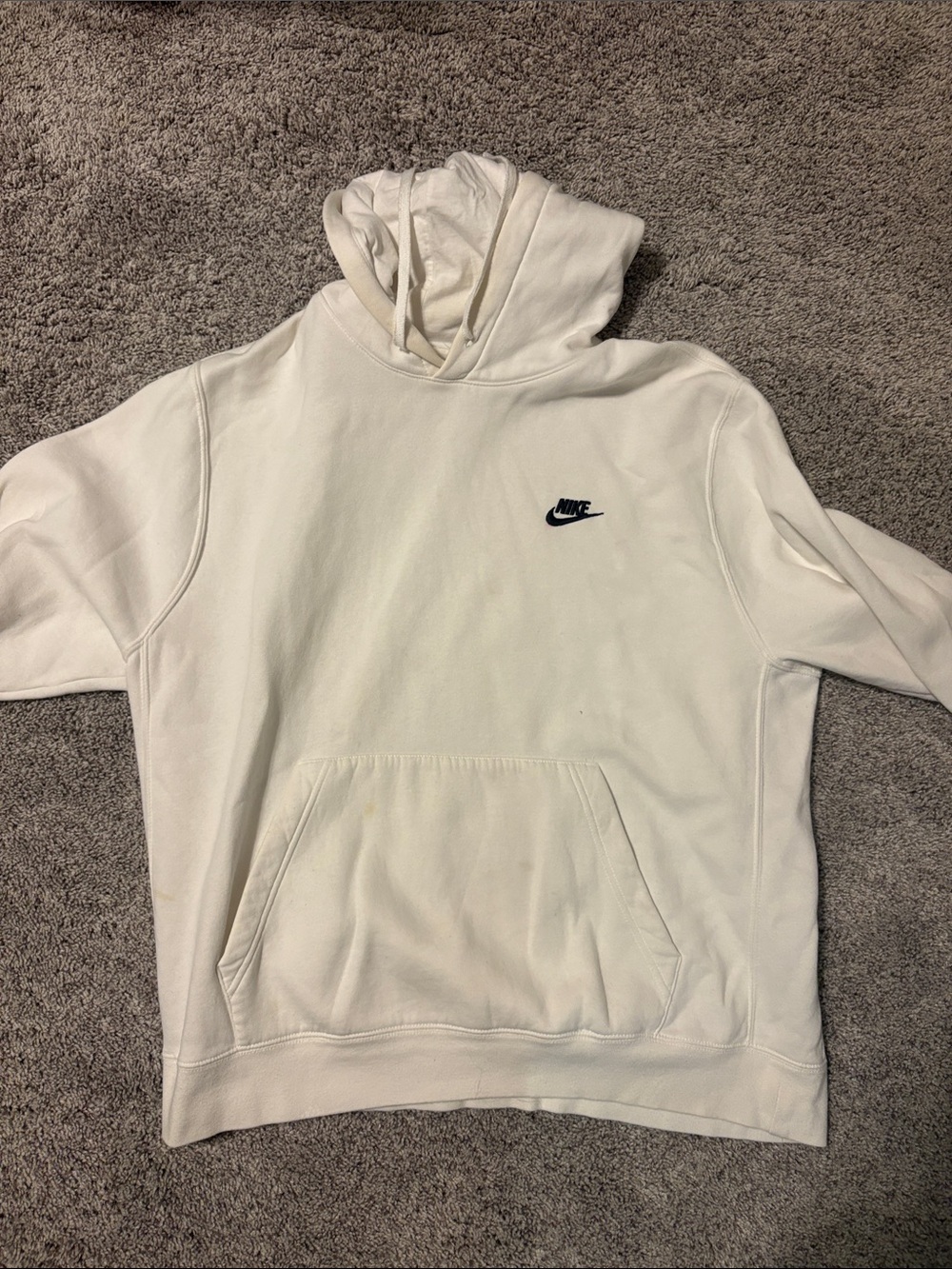 Nike White Pullover Hoodie with Black Swoosh